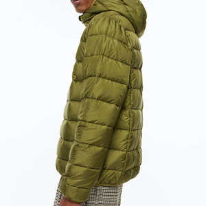 Blouson matelassé pour homme 2025, meilleur design, avec capuche, tissu personnalisable, couleur verte unie, grande taille, style zippé, veste d'extérieur pour homme - Product Image 3