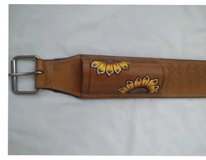 Sangle de selle de cheval western la plus vendue, en cuir, travaillée à la main |   Équipement d'équitation avec logo personnalisé, design de panier, exportation Inde, Pro. - Product Image 3