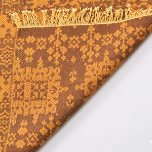 Alfombra DECORDEC Personalizada de Lana Marrón Mostaza con Diseño Geométrico, Tejido Plano, Antideslizante, Ecológica, con Flecos para Hotel/Villa - Product Image 5