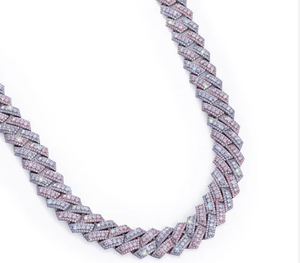 Men's Rhodium Plated Stainless Steel <b>Chain</b> <b>Iced</b> <b>Out</b> Hip Hop Necklace Geometric Design Everyday Wear - Product Image 2