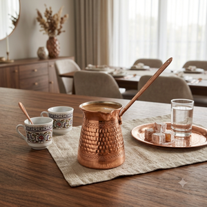 Cafetera Turca de Cobre Puro con Diseño de Panal en Relieve, Cezve para Estufa, Briki Griega con Revestimiento de Estaño y Asa Grabada - Product Image 4