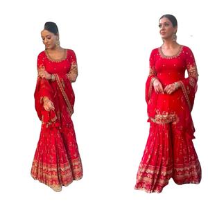 Elegante Salwar Kameez de Diseño Indio-Pakistaní para Mujer de Fatema Fashion, con Lentejuelas Bordadas, Listo para Usar, en Faux Georgette - Product Image 1