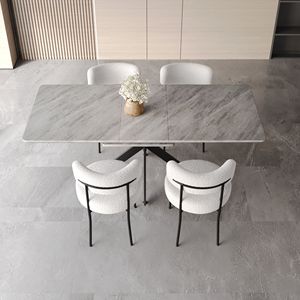 Set da Pranzo con Schienale Curvo Imbottito Senza Braccioli Estensibile per 4-8 Persone per Sala da Pranzo - Product Image 3