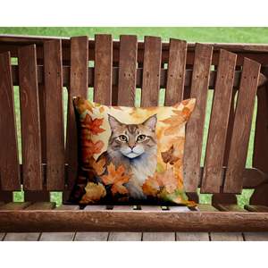 Dwelf Cat in Fall Leaves Almohada decorativa Lavable a máquina 14H x 14W para interior Exterior Sofá Cama Patio Decoración - Product Image 2