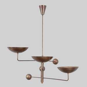 Lustre en laiton de style moderne du milieu du siècle, luminaire de plafond géométrique, décoration intérieure pour salon - Product Image 1