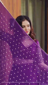 Lehenga de Seda Satinada de Diseño en Color Morado con Bordado de Hilo Pesado y Lentejuelas, Lehenga y Choli con Dupatta de Faux Georgette - Product Image 3