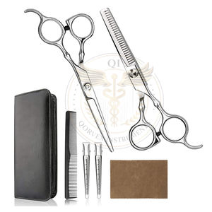 Tijeras de Peluquería Profesionales para Corte de Cabello en Casa, Kit de Tijeras de Entresacar para Barbería/Salón con Peine y Estuche para Hombres/Mujeres (Plateado) - Product Image 1