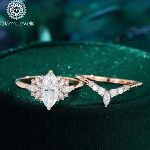 Charm Jewells Silver Rose Gold Plated <b>Cushion</b> Cut Moissanite Engagement Ring Flower Design Prong Setting Classic Style Women's - Product Image 4