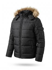 Veste matelassée à capuche unie de haute qualité avec logo personnalisé OEM, fourrure Catfeel, chaude, pour hommes et femmes, hiver - Product Image 2