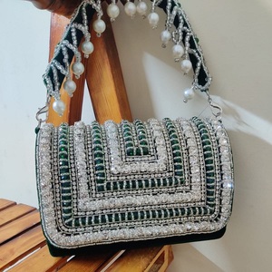 Stylish Designer <b>Beaded</b> Embroidery Waterproof Crossbody Handbag with <b>Large</b> Capacity ZIP Closure Handcrafted Adjustable Strap - Product Image 6