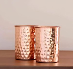 Verre à eau ayurvédique en cuivre 300 ml |   Gobelet en cuivre pur martelé artisanal pour le bien-être, le yoga, la méditation et l'hydratation consciente - Product Image 3
