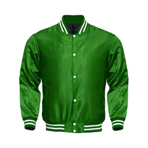 Nouvelle arrivée : vestes boutonnées de style Letterman, sur mesure, en soie noire et or, satin bomber - Product Image 4