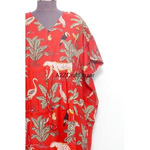 Caftán Maxi Estampado Vintage Indio 100% Algodón, Ropa Casual de Verano para Mujer, Estampado Étnico, Ecológico y Natural - Product Image 2