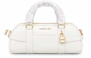 Women Luxury PU Leather <b>Handbag</b> Stylish Padlock Bowling Crossbody Bag Two Straps Polyester Lining Trendy <b>Ladies</b> Travel Tote - Product Image 4