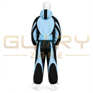 Ensemble de survêtement unisexe personnalisé à blocs de couleur, à capuche, manches longues, fermeture éclair frontale, coupe ample, style streetwear et sportswear, collection Printemps - Product Image 2
