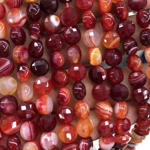 ลูกปัดหินอาเกตลายแดงทรงกลมเจียระไน ลูกปัดพลอยธรรมชาติสำหรับทำเครื่องประดับ งานฝีมือ DIY ขายส่ง - Product Image 4