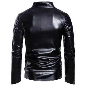 <b>Men</b> <b>Red</b> Genuine <b>Leather</b> Slim Fit Motorcycle Winter <b>Jacket</b> Zipper Canvas Windproof & Waterproof OEM - Product Image 2