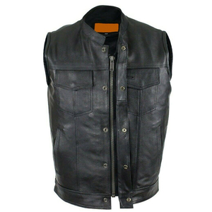 Nuevo Chaleco de Motocicleta de Cuero Negro para Hombre TOPEAK SPORTS, Diseño Personalizado Impreso, Transpirable, con Cremallera, Sin Mangas - Product Image 1