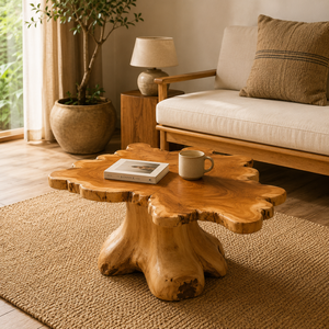 ARTERRA Premium Teak Tree <b>Trunk</b> <b>Coffee</b> <b>Table</b> Organic Salvaged Root Slab Accent <b>Table</b> Luxury Resort Furniture - Product Image 4