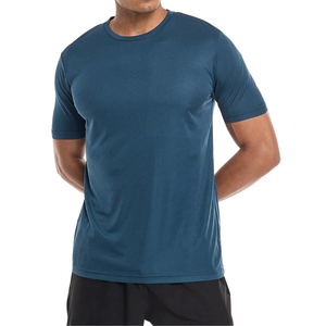 T-shirts de sport athlétiques à col rond 100% coton, pour la salle de sport, entraînement, sports d'action, coupe ajustée, manches courtes, séchage rapide, respirant, écologique, 180g - Product Image 3
