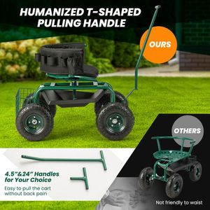 Sedile girevole regolabile in altezza carrello da giardino con cesto portaoggetti - Product Image 6