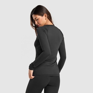 Camisetas deportivas de manga larga ajustadas, camisetas de entrenamiento de Yoga, cuello redondo, ropa activa, entrenamiento, gimnasio, Fitness, Top de compresión - Product Image 6