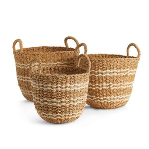 Eco-Friendly Handwoven Seagrass <b>Basket</b> <b>Large</b> Round Storage Bin for Laundry Decorative Boho Style Organizing Containers <b>Basket</b> - Product Image 1