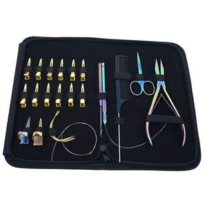 Kit de Herramientas para Extensiones de Cabello Micro Link con Herramienta de Crimpado y Extracción de Cuentas Planas, Gancho Enhebrador, Peine de Cola de Rata y Agujas Curvas - Product Image 1