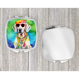 Miroir de maquillage de voyage pour femmes et filles Design compact pliant avec cadeau décoratif Hippie Dawg pour les amoureux de Weimaraner - Product Image 4