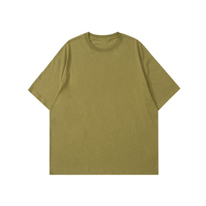 Camiseta de algodón para hombre, manga corta, cuello redondo, informal, de punto, color liso, oversize, estilo urbano, lavado ácido, transpirable - Product Image 3