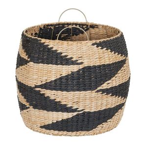 <b>Large</b> Water Hyacinth <b>Basket</b> with Zebra Pattern Handmade <b>Storage</b> <b>Basket</b> for Laundry Blanket Toy Home Decoration - Product Image 1