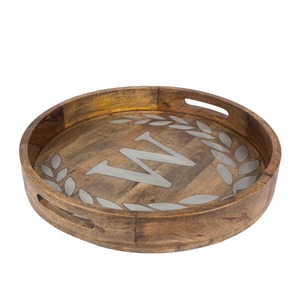 Plateau de service rond en bois massif, fait main, poli, avec poignées, le plus vendu, assiette décorative en bois naturel, plat artisanal - Product Image 3