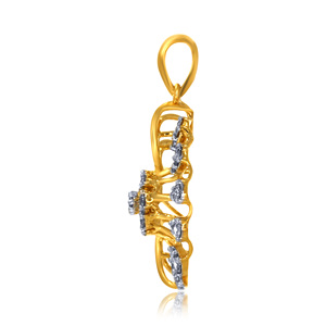 Pendentif classique en or jaune avec diamants ronds brillants cultivés en laboratoire pour un usage quotidien, style féminin - Product Image 3