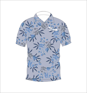 Polo Botánico Azul Personalizado, Transpirable y Ligero, Ropa Deportiva para Golf, Manga Corta, Sublimación, Diseño Floral - Product Image 2
