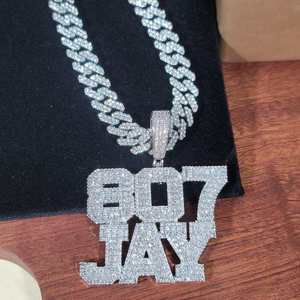 Custom <b>Iced</b> <b>Out</b> Moissanite Letter Pendant Necklace Hip Hop Style Unisex Silver Tone <b>Chain</b> Micro Insert Name Charm Gift Jewelry - Product Image 2