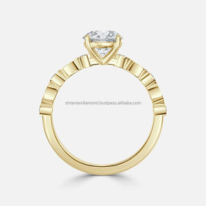 Anillo de Oro Sólido de 10K con Moissanita y Diamantes Laterales para Mujer, Diseño de Racimo, para Boda, Compromiso, Aniversario, Promesa, con Engaste de Púas y Pavé - Product Image 4