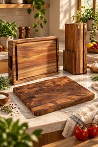 Tabla de Cocina Clásica de Madera de Acacia, Tabla de Cortar de Madera con Asa, Diseño Natural Minimalista, Tabla de Cortar de Madera para Cocina - Product Image 5