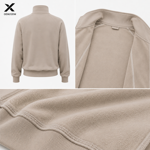 Sweat-shirt zippé pour femme X Sports City, couleur unie, col montant décontracté, manches longues, style automne, respirant, mélange de coton tricoté - Product Image 2