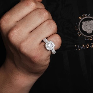 Pahal Jewels Luxury Fine Jewelry Wedding <b>Ring</b> 925 Sterling Silver VVS Moissanite Halo Engagement <b>Ring</b> for Certified Rhodium - Product Image 2