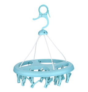 24 Clip Round <b>Plastic</b> Clothes Drying Rack With 24 Clips <b>Hook</b> Type For Laundry Room Durable Modern Design Velvet Finish - Product Image 1
