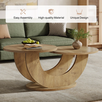 Mesa de Centro Vietnamita Moderna de Madera de Roble Macizo y Estructura Metálica para Sala de Estar y Oficina, 1 Año de Garantía