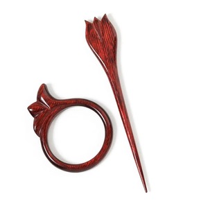 Épingle à cheveux en bois faite à la main, accessoire de coiffure rond, style cristal, pour soirée - Product Image 2