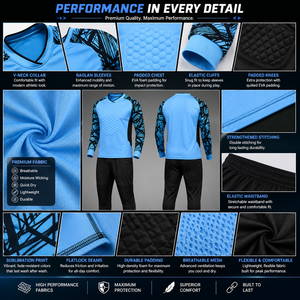 Custom Youth Goalkeeper Soccer <b>Padded</b> Uniform Quick Dry Long Sleeve Football Keeper Jersey Set OEM Manufacturer - Product Image 3