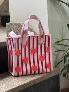 Bohemian Cotton <b>Quilted</b> Fashion Tote Bag with Zipper Closure for Striped <b>Summer</b> Beach Travel Daily Shopping - Product Image 3