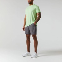 T-shirt à manches courtes pour homme, vert uni, respirant, à séchage rapide, col rond, en jersey léger, coton, coupe sportive, poids personnalisé