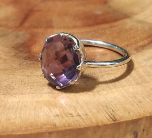 Anillo de Amatista Natural, Anillo de Plata de Ley 925 Sólida Hecho a Mano, Anillo de Joyería con Gema de Cristal Morado - Product Image 5