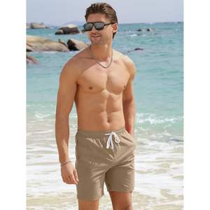 Short de bain de plage pour hommes, 6 pouces, à séchage rapide, extensible dans les 4 sens, bloc de couleur, taille élastique, été, 2025 - Product Image 4