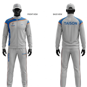 men Tennis Track Suit 290 GSM Soft Polyester Spandex Fabric Dark Black Grey Contrast Panel Style Custom Logo <b>Screen</b> Print Wear - Product Image 2