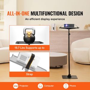 Supporto per Proiettore Mobile da Esterno Regolabile in Altezza con Vassoio, da 30,3 a 63,4 Pollici - Product Image 2