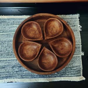 High Quality Eco-Friendly <b>Dinnerware</b> <b>Set</b> Elegant Mango Wood Serving Tray Platter <b>6</b> Small Sections <b>for</b> Snack Dip Bowl Table Decor - Product Image 4